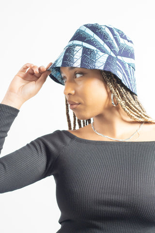 African Print Bucket Hat in Multi - Blue - River & Mara