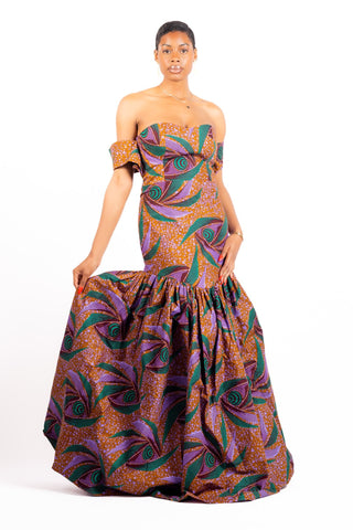 Ava African Print Maxi Dress - River & Mara