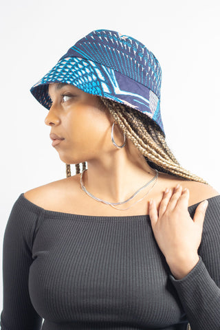 Blue/Pink African Print Bucket Hat - River & Mara