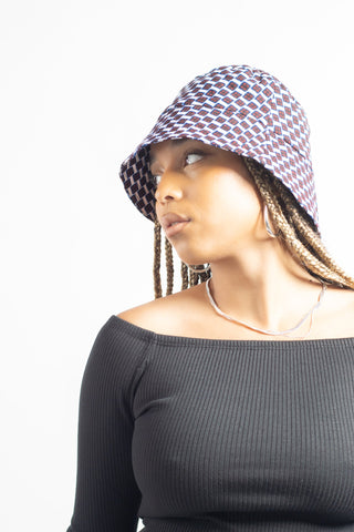 Chequered African Print Bucket Hat - River & Mara