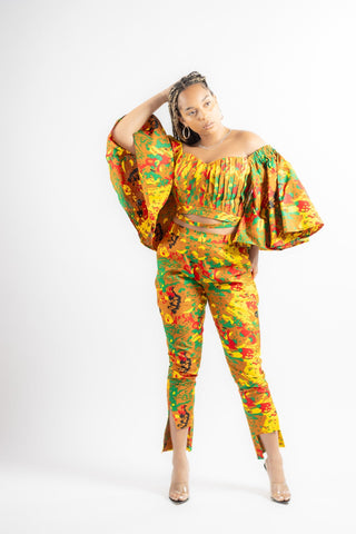 Dayo African Print Top and Trousers - River & Mara