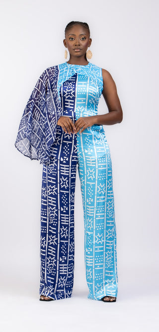 Jacqueline Ankara Jumpsuit with Cape - River & Mara