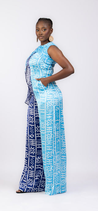 Jacqueline Ankara Jumpsuit with Cape - River & Mara