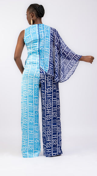 Jacqueline Ankara Jumpsuit with Cape - River & Mara