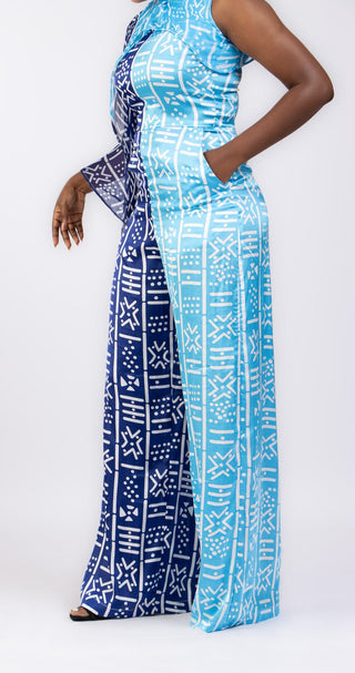 Jacqueline Ankara Jumpsuit with Cape - River & Mara