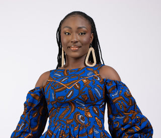 Jamila Cold - Shoulder African Print Maxi Dress - River & Mara