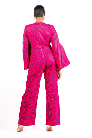 Morenike African Print Jumpsuit with Flare Sleeves - River & Mara