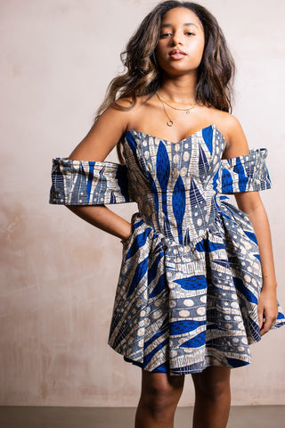 Sierra Corset African Print Mini Dress - River & Mara
