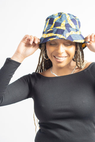 Yellow African Print Bucket Hat - River & Mara