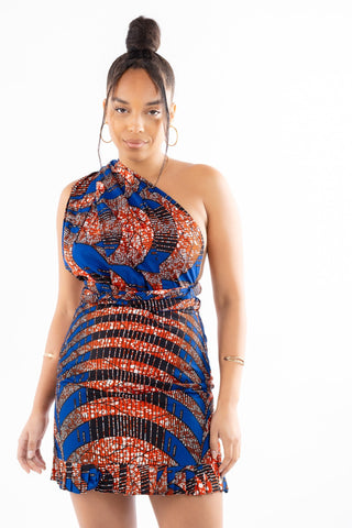 Zora Mini African Print Infinity Dress - River & Mara