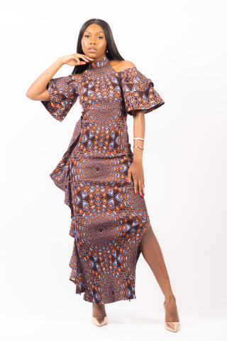 brianna african print maxi dress