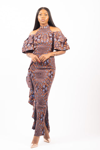 brianna african print maxi dress front