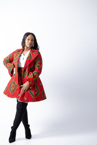 Jessica African Print Blazer and Skirt - River & Mara