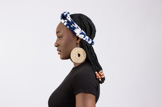 Multi - Colour Blue & White African Print Headband - River & Mara