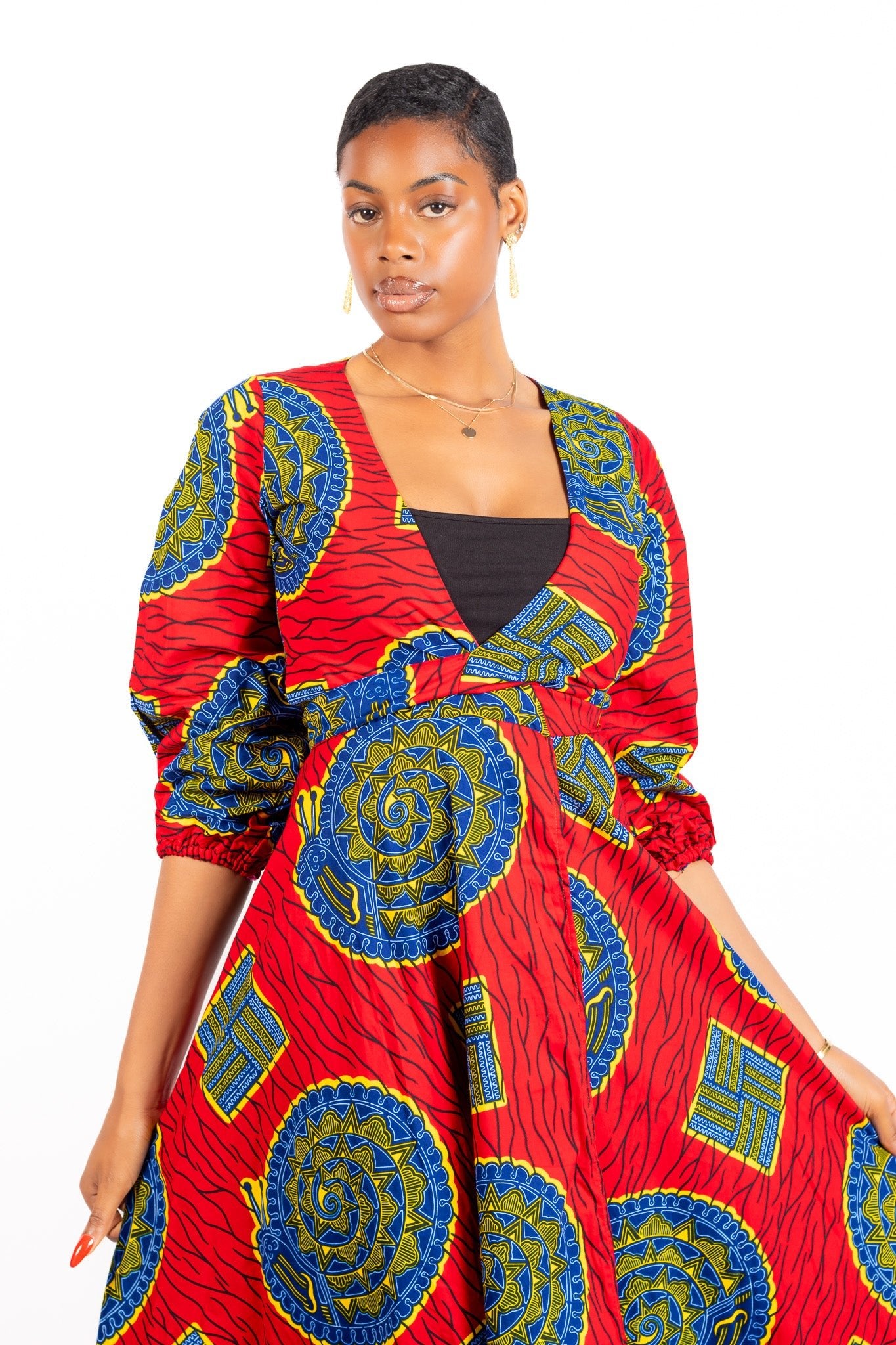 Oluchi African Print Wrap Dress | African Evening Dresses XL Oluchi African Print Wrap Dress | African Evening Dresses XL