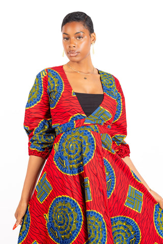 Oluchi African Print Wrap Dress - River & Mara