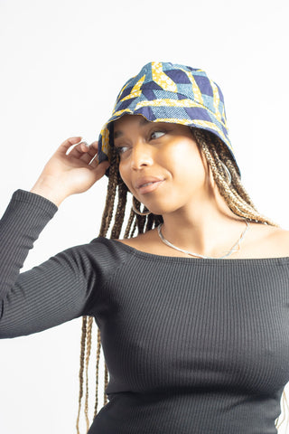 Yellow African Print Bucket Hat - River & Mara